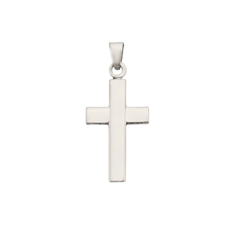 BNH korsvedhæng i sølv Mellem – bredt stolpekors i ægte sølv, 17 x 27 mm.